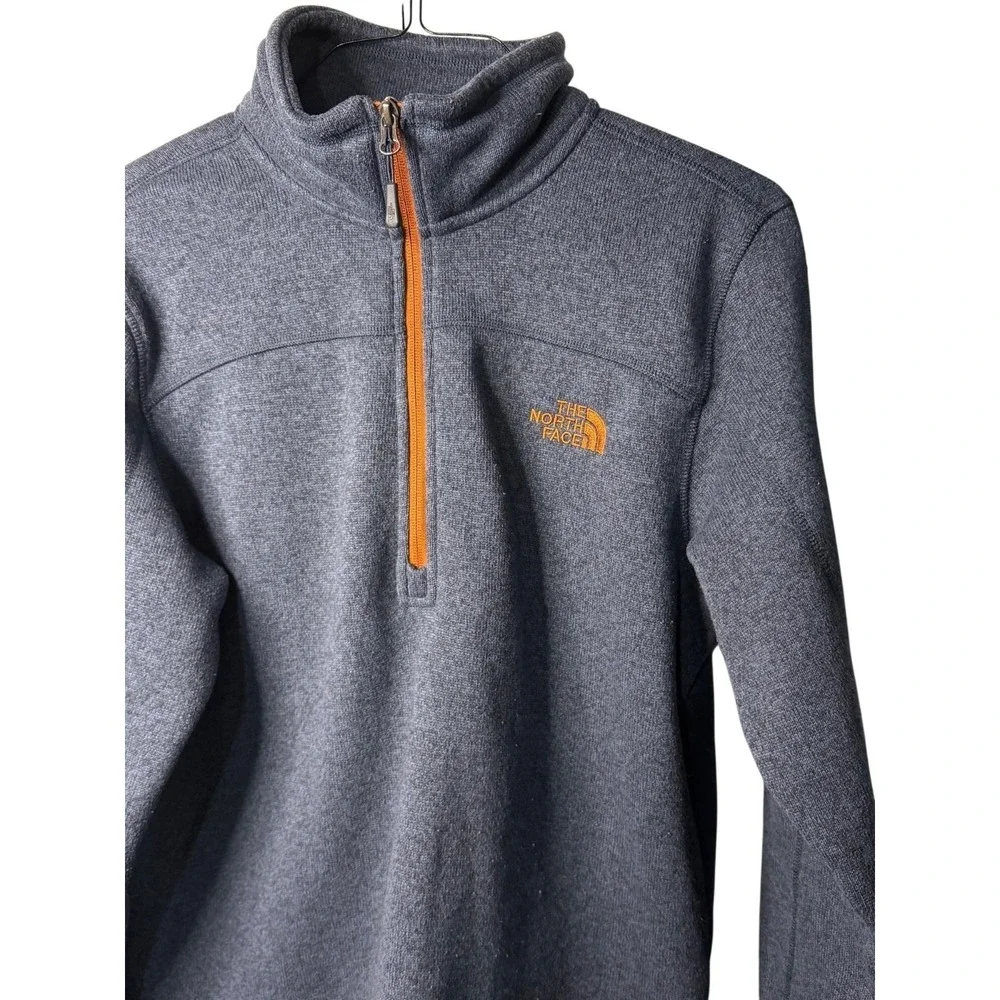 The North Face Men Medium Blue Fleece 1/4 Zip Pullover Jacket Embroidered Logo